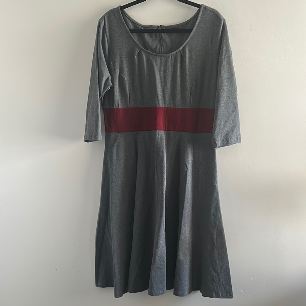 eShakti, Woman’s Plus Size 18 Gray and Red Women's Dress